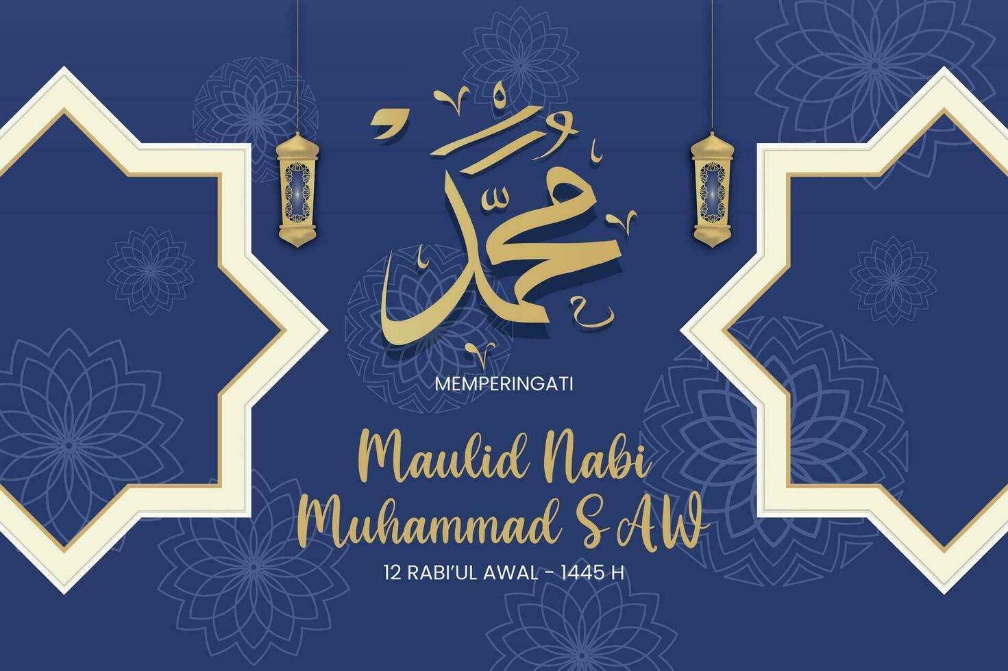 Happy Birthday of Prophet Muhammad. Milad un Nabi Mubarak Means Happy Birthday of Prophet Muhammad. Vector Illustration