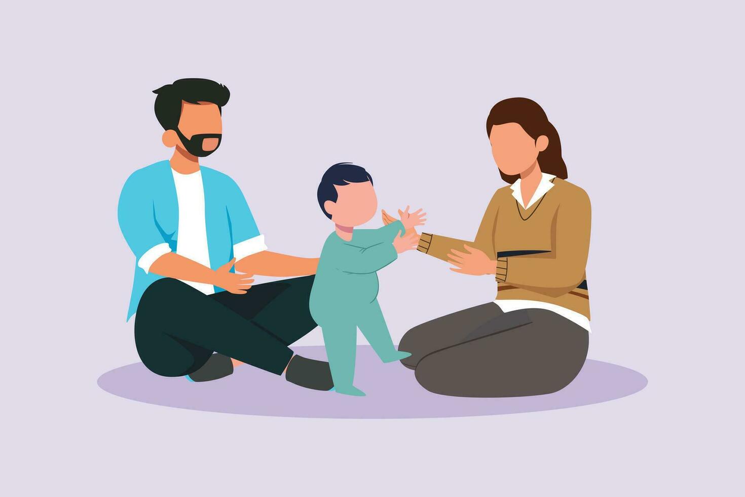 Parents with babies. Family maternity concept. Colored flat vector illustration isolated.