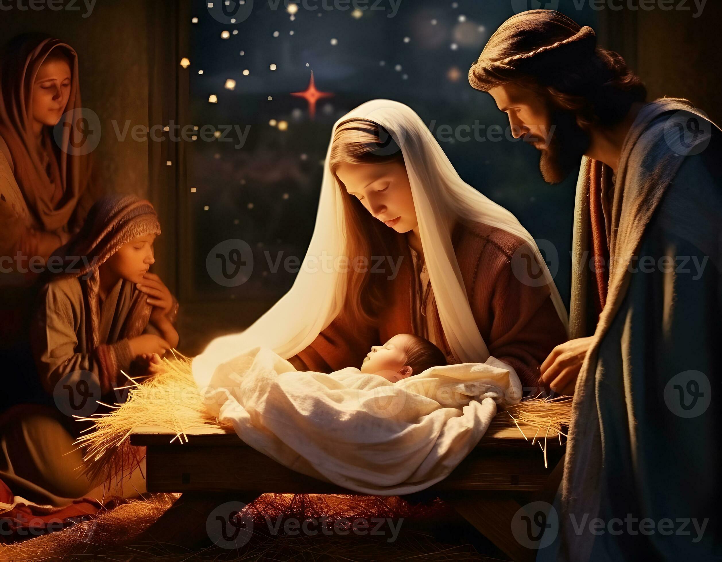 Scene of the birth of Jesus. Christmas nativity scene. 27926915 Stock ...