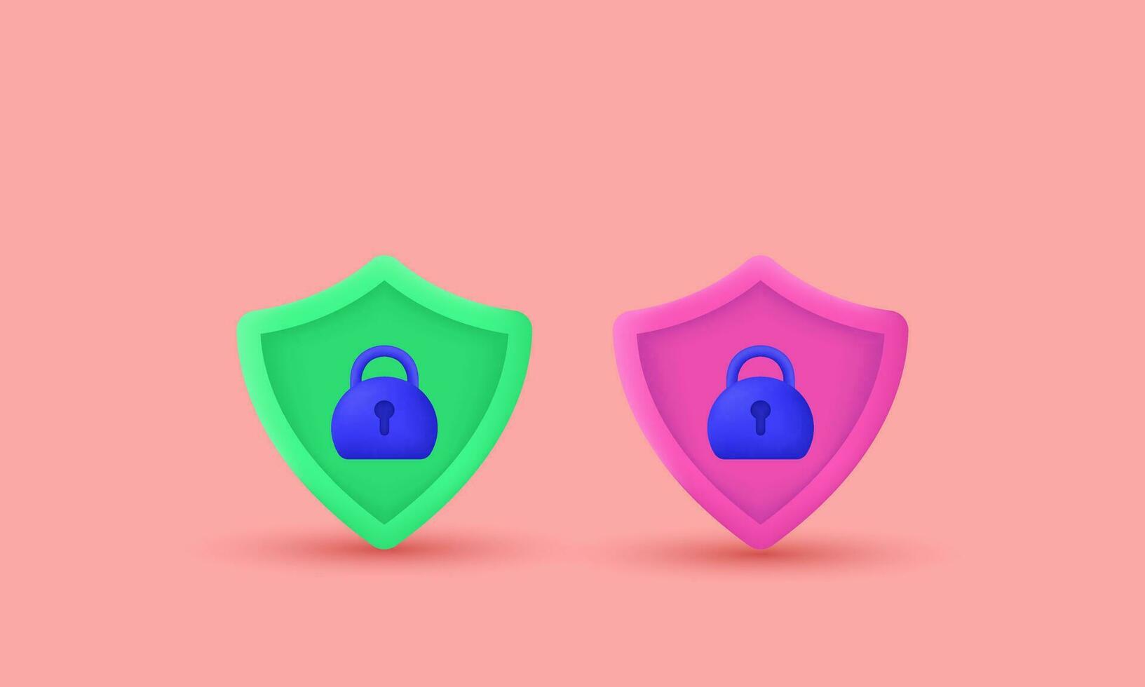 3d cartoon protection antivirus data security modern icon trendy style object symbols isolated on background vector