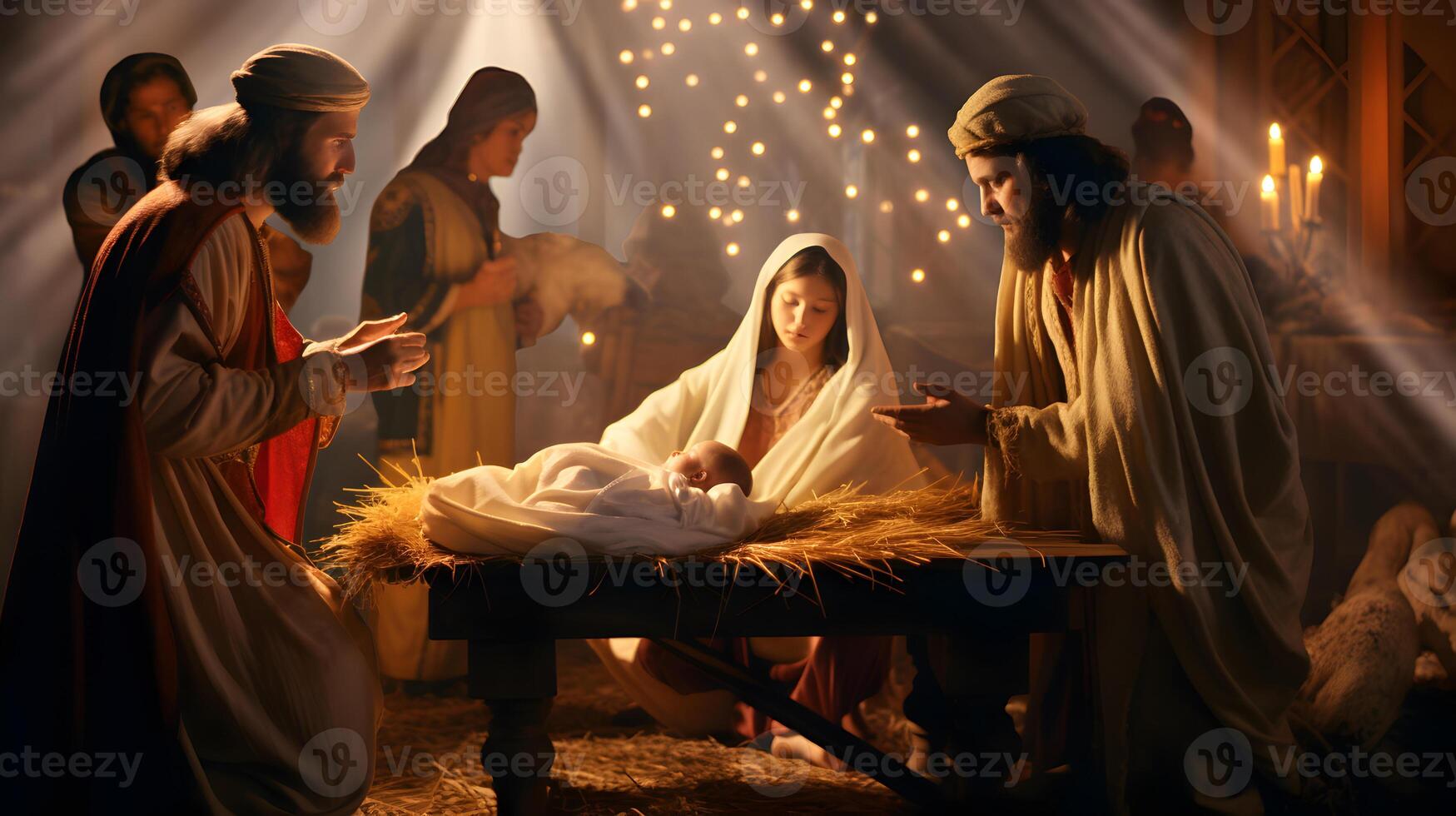 Scene of the birth of Jesus. Christmas nativity scene. 27926938 Stock
