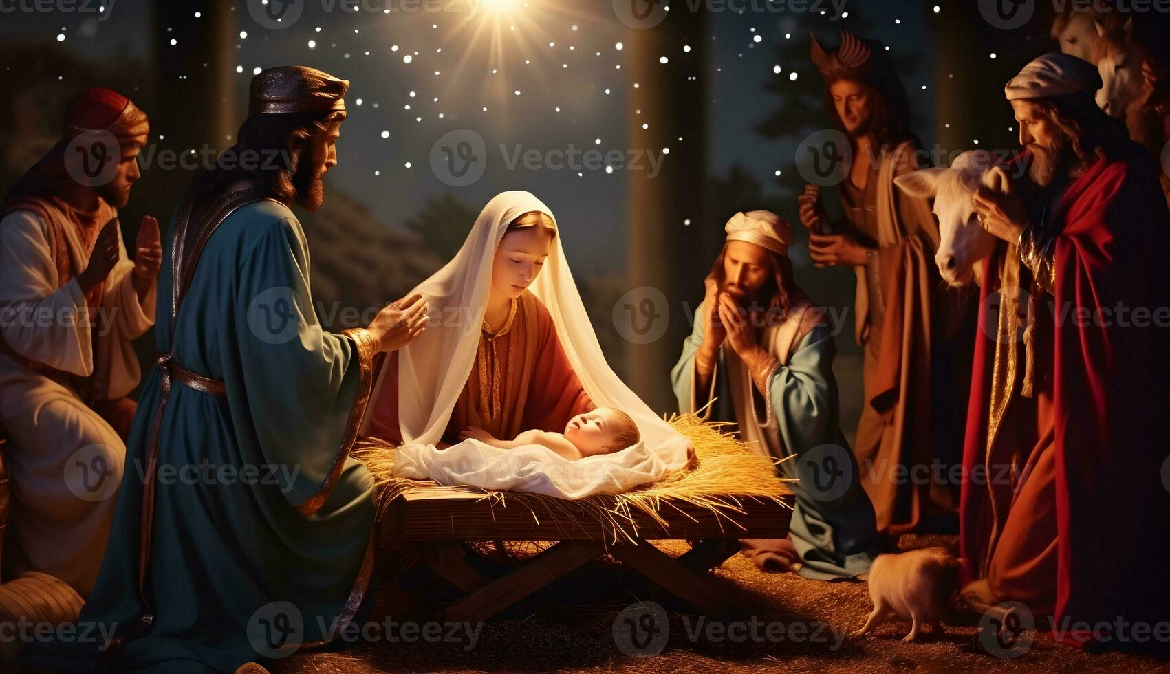 escena de el nacimiento de Jesús. Navidad natividad escena. foto