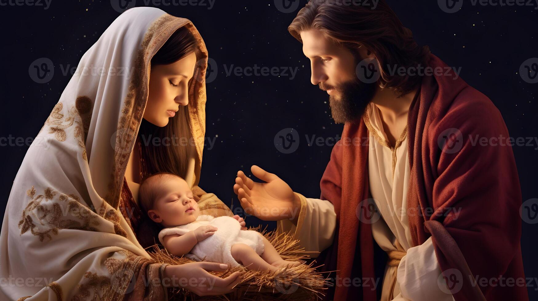 Mary, Joseph and the baby Jesus, Son of God, Christmas story, Christmas night photo