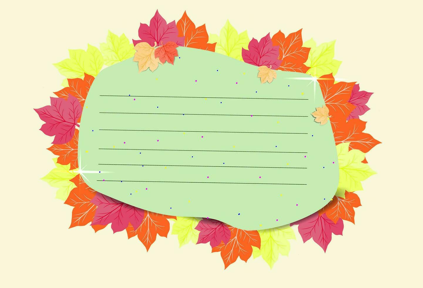Sticker for message with colorful leaves vector