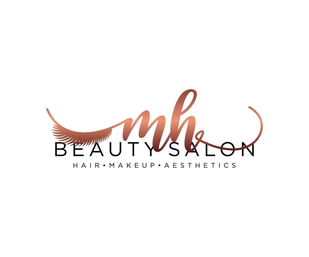 Initial MH feminine logo collections template. handwriting logo of initial signature, wedding, fashion, jewerly, boutique, floral and botanical with creative template for any company or business. vector