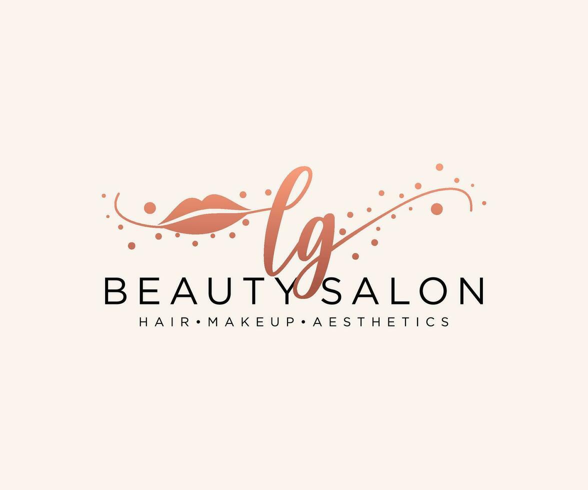 Initial LG feminine logo collections template. handwriting logo of initial signature, wedding, fashion, jewerly, boutique, floral and botanical with creative template for any company or business. vector