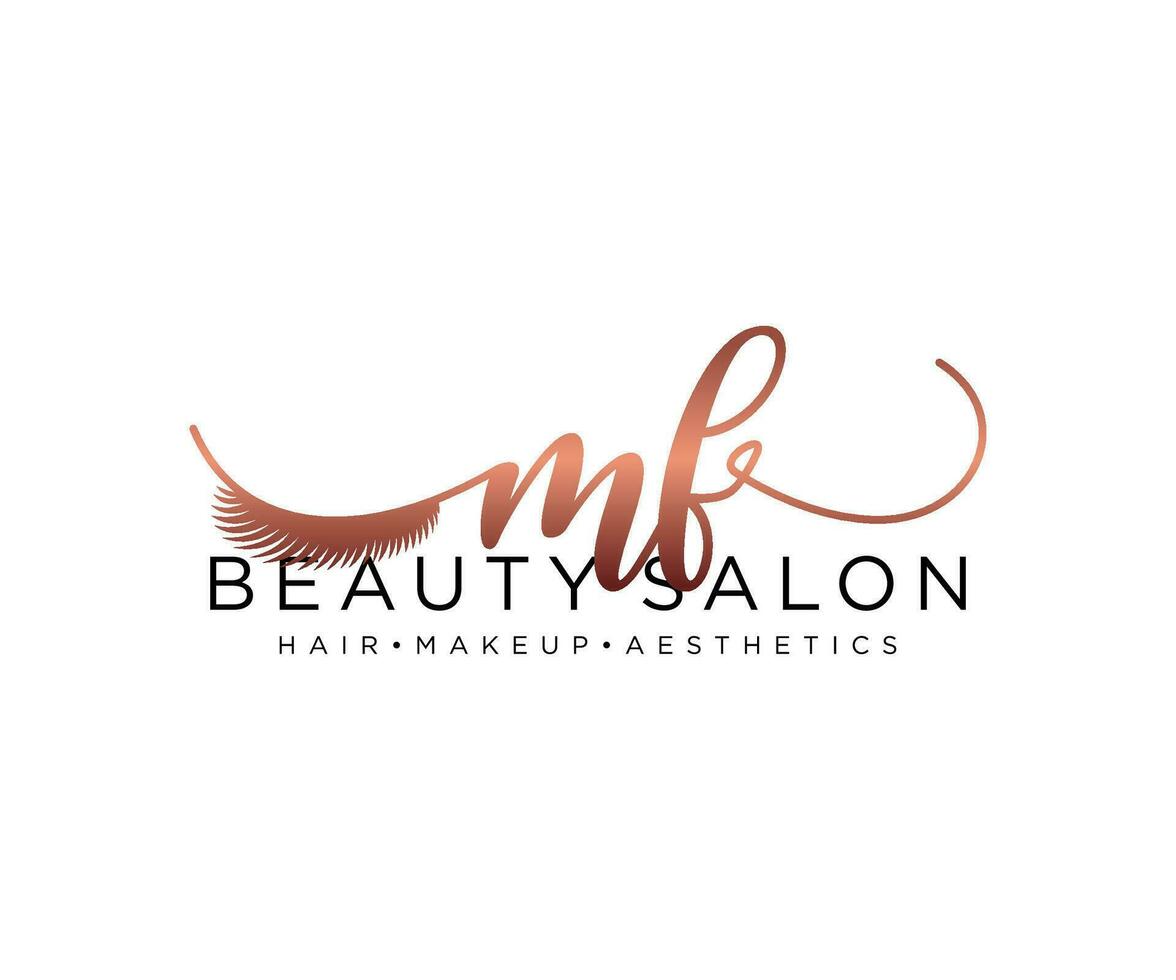 Initial MF feminine logo collections template. handwriting logo of initial signature, wedding, fashion, jewerly, boutique, floral and botanical with creative template for any company or business. vector