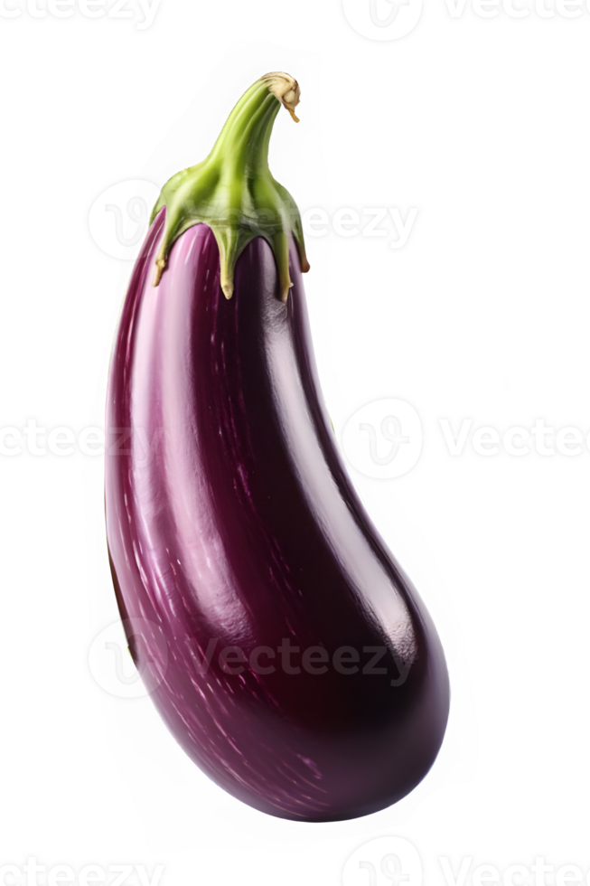 purple eggplant isolated on transparent background cut out ,eggplant png ,generative ai