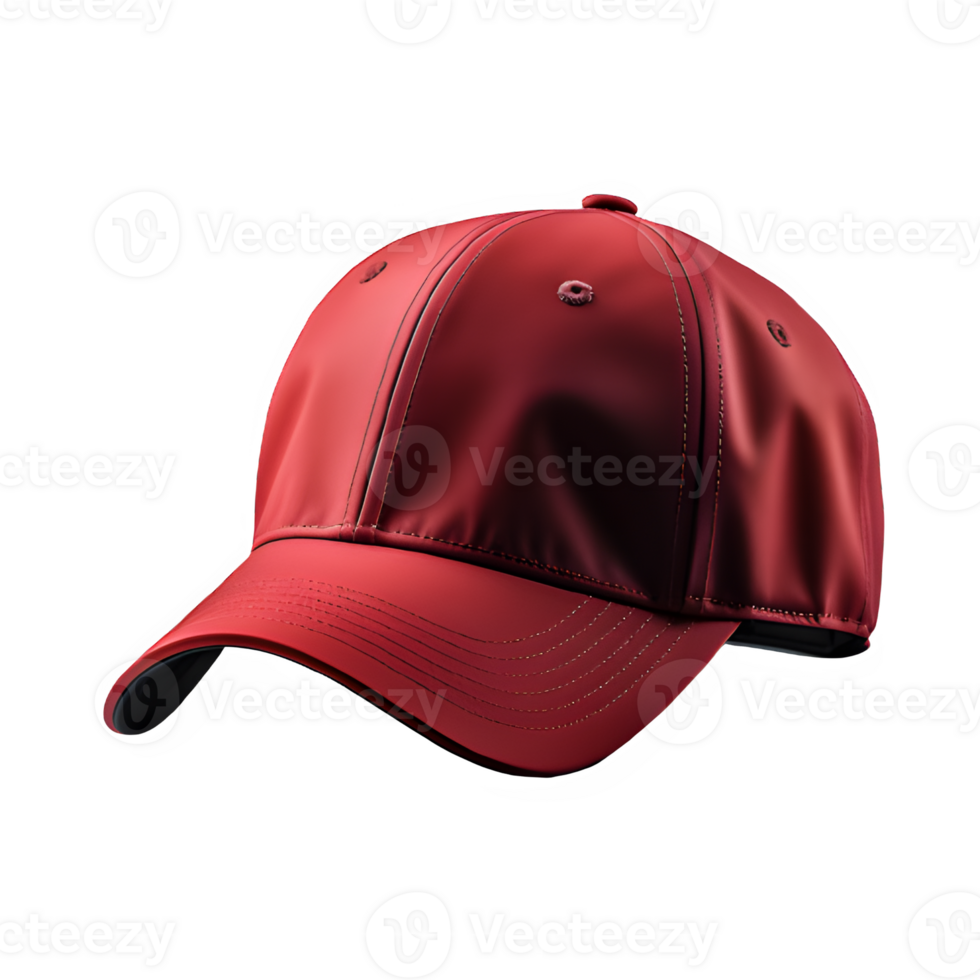 red baseball cap isolated on transparent background ,cap cut out mock up ,generative ai png