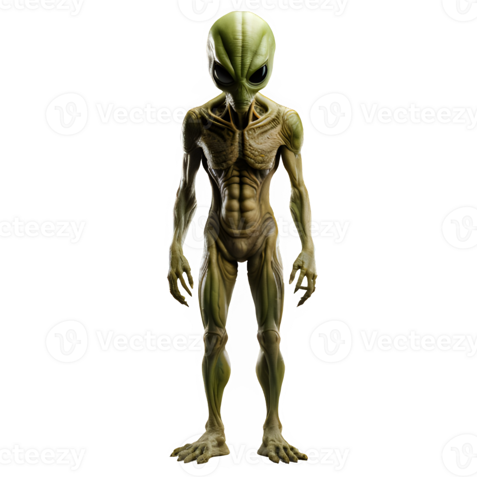 green alien isolated on transparent background ,generative ai png