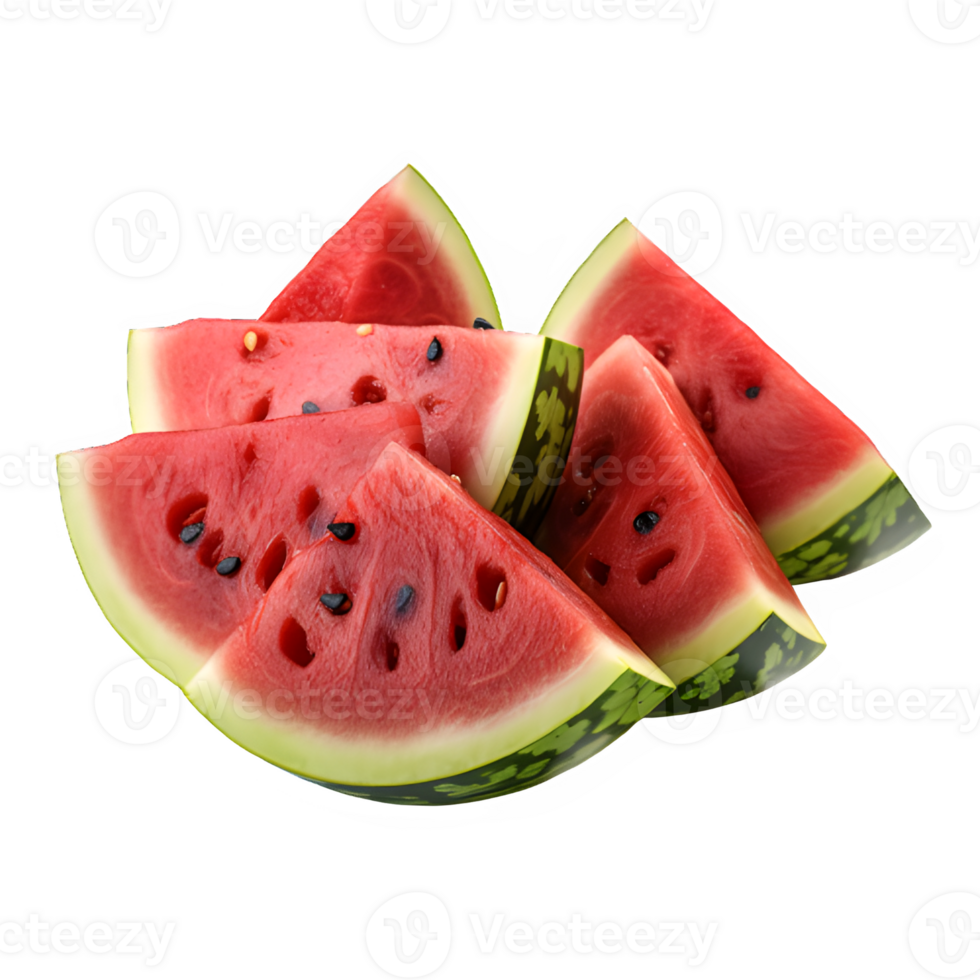 Wassermelone geschnitten isoliert auf transparent Hintergrund ,generativ ai png