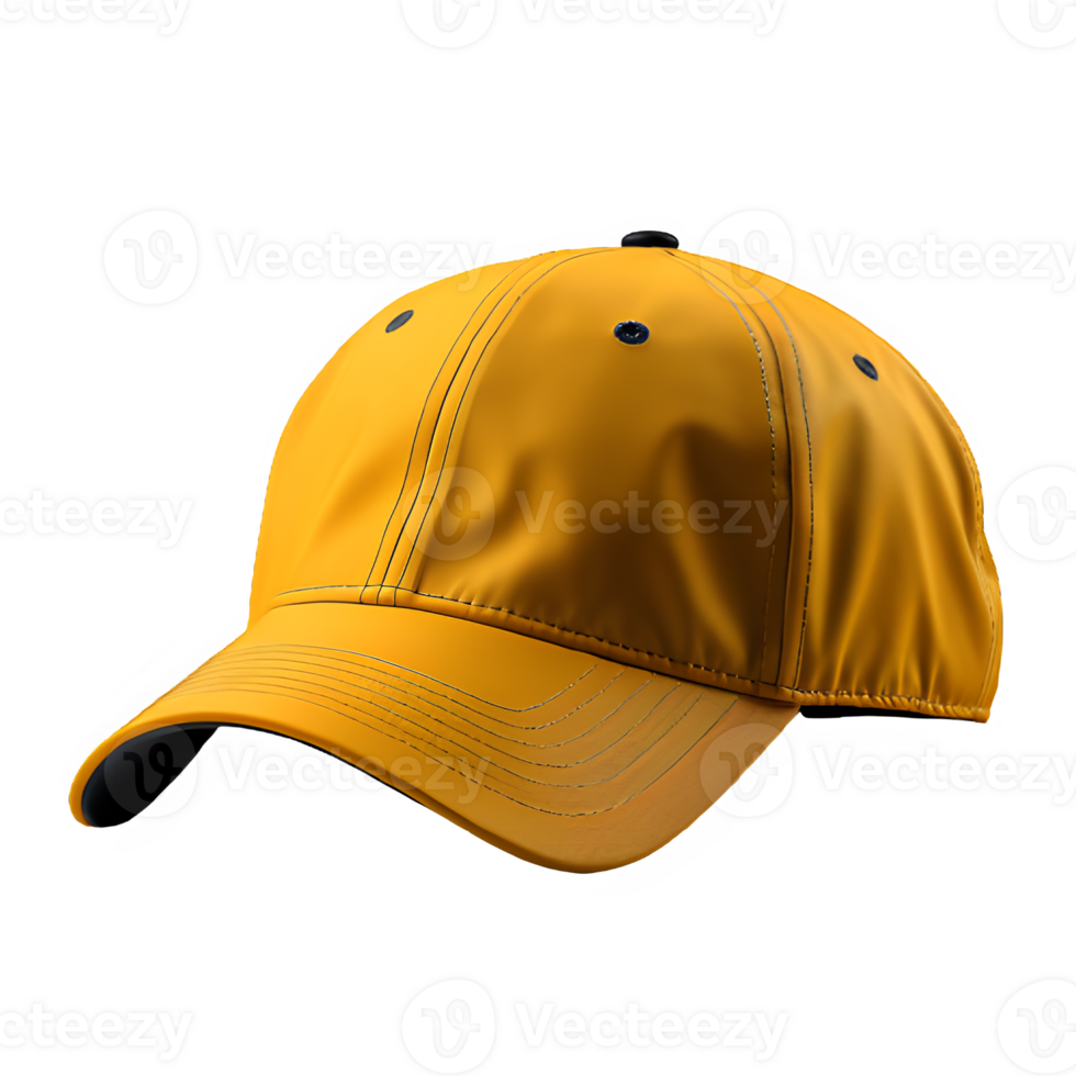 yellow baseball cap isolated on transparent background ,cap cut out mock up ,generative ai png