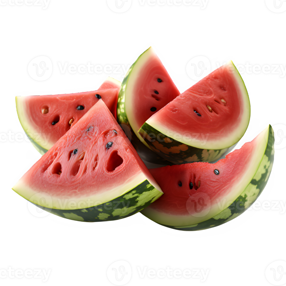 Wassermelone geschnitten isoliert auf transparent Hintergrund ,generativ ai png