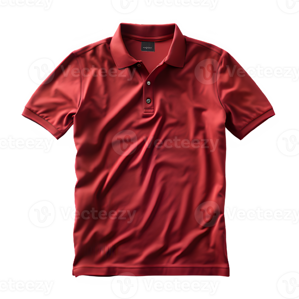 red shirt collar mockup isolated on transparent background,polo shirt mockup ,generative ai png