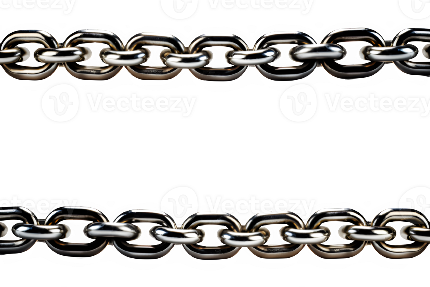 horizontal straight chain isolated on transparent background ,metallic silver chain cut out isolated ,generative ai png