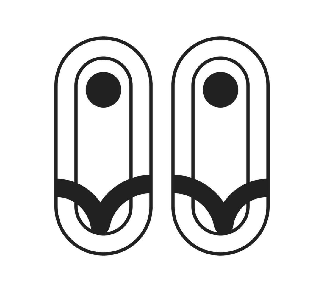 Barefoot sandals pair monochrome flat vector object. Stylish summer shoes. Editable black and white thin line icon. Simple cartoon clip art spot illustration for web graphic design