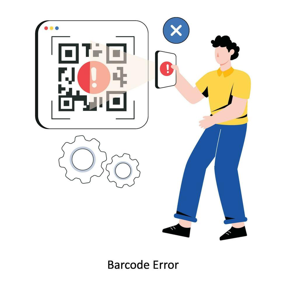 Barcode Error Flat Style Design Vector illustration. Stock illustration