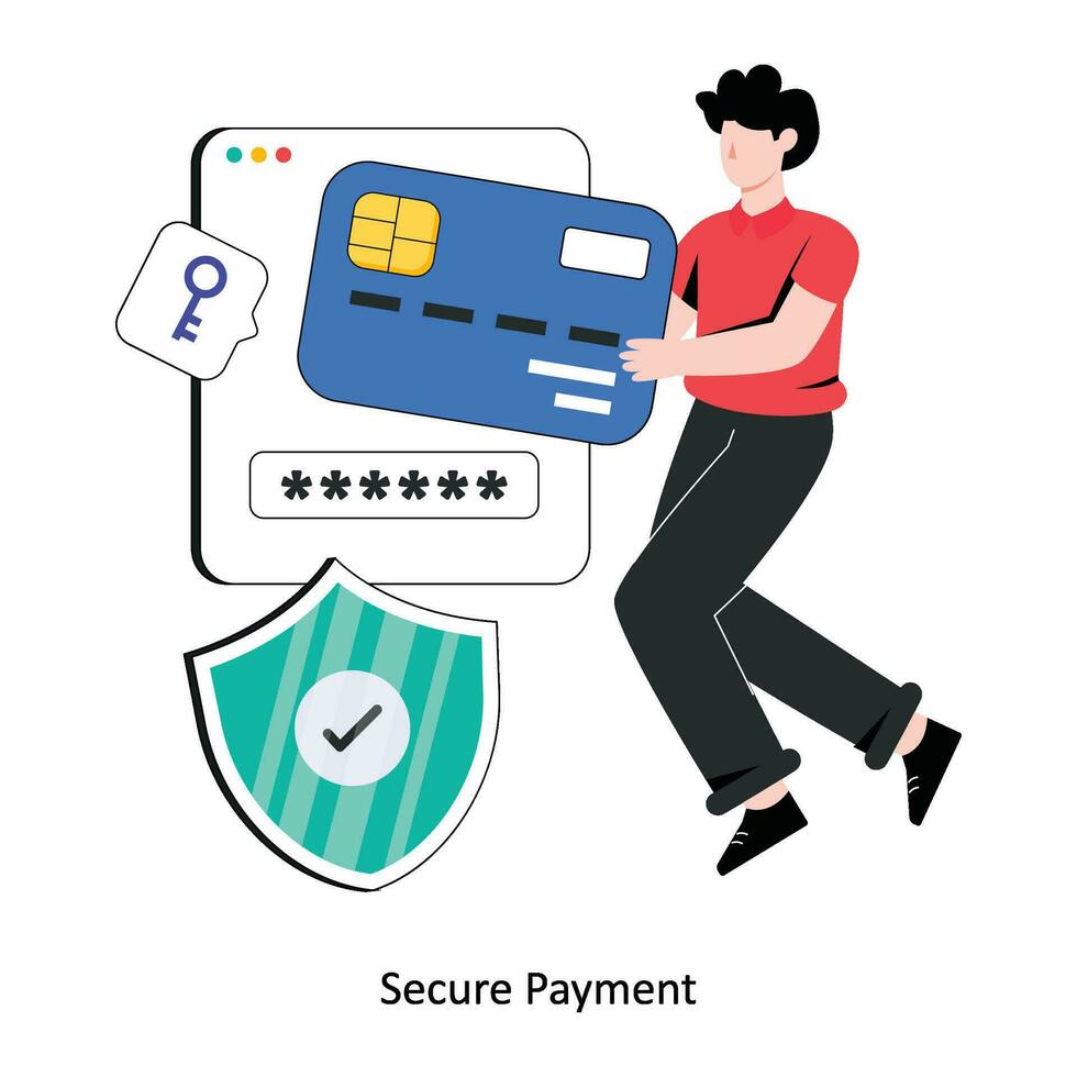 Secure Payment Flat Style Design Vector illustration. Stock illustration
