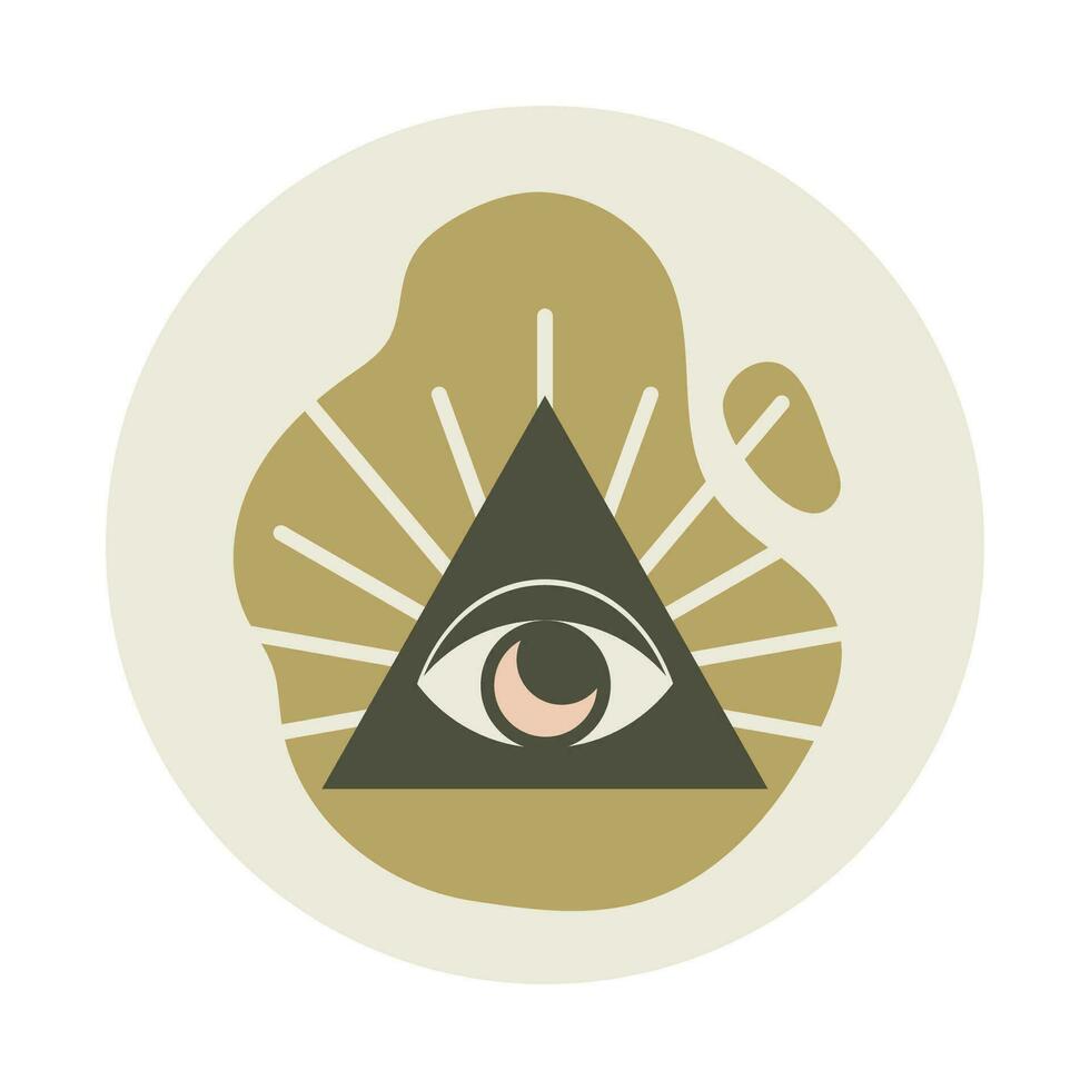 Esoteric icon for a blog with an eye in a triangle. Mystical or magical blog in boho style on social networks. vector