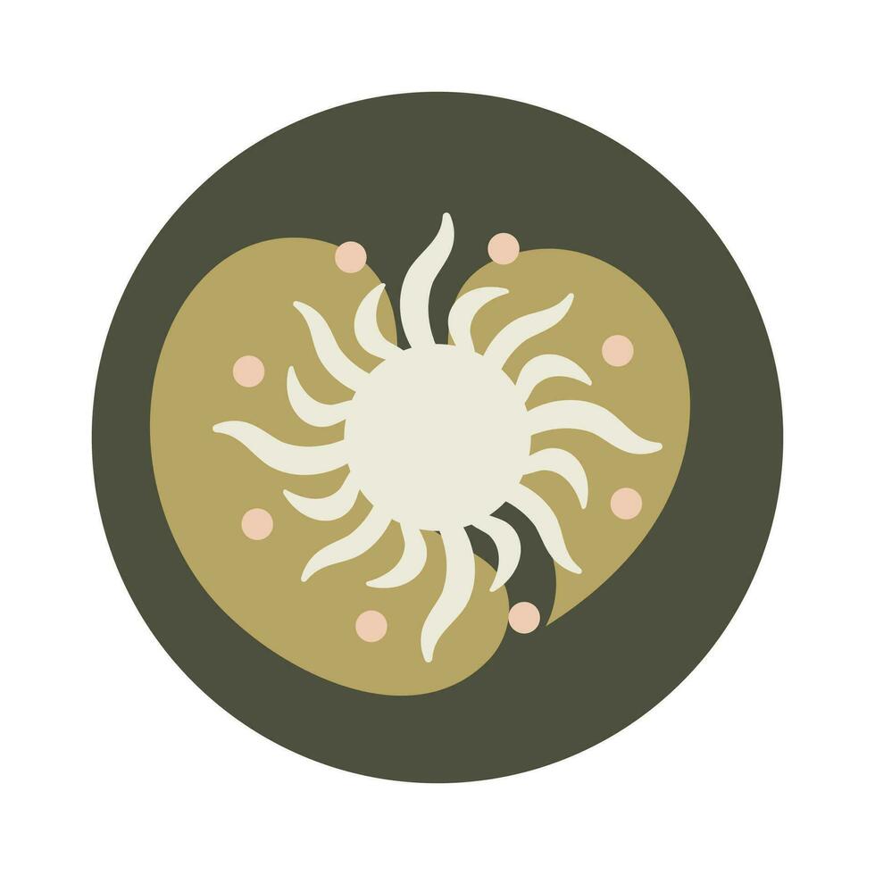 Esoteric icon for blog with sun. Mystical or magical blog in boho style on social networks. vector