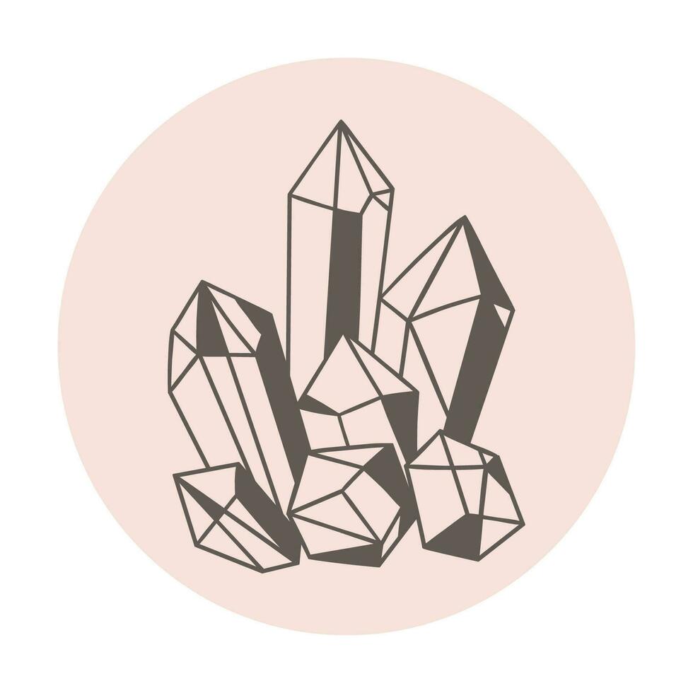 magia cristal cristales o otro minerales icono para reflejos. Blog diseño en social redes, místico y mental salud vector