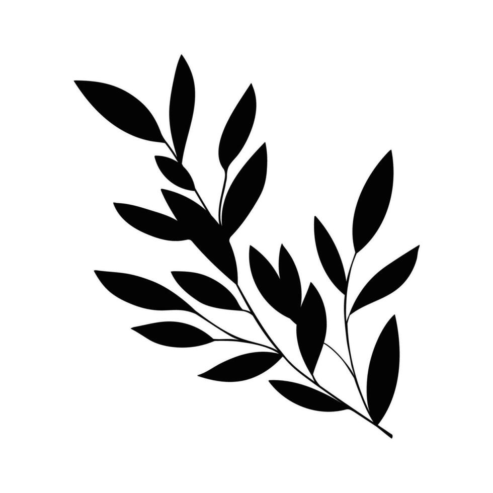 ramita con hojas sencillo silueta icono. pequeño arbusto botánico modelo vector