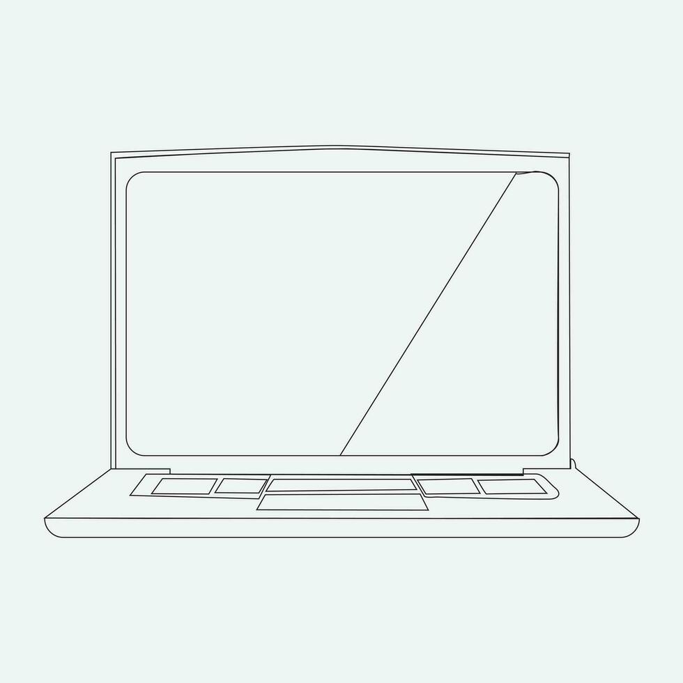 Drawing of a modern laptop in continuous lines vector