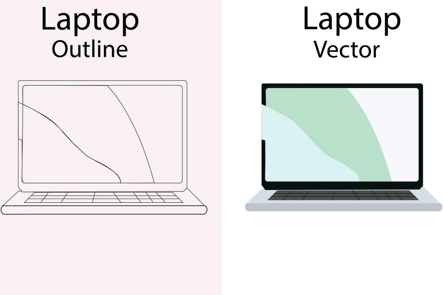 outline set of laptop icons in black and grey, flat vector image.eps.10