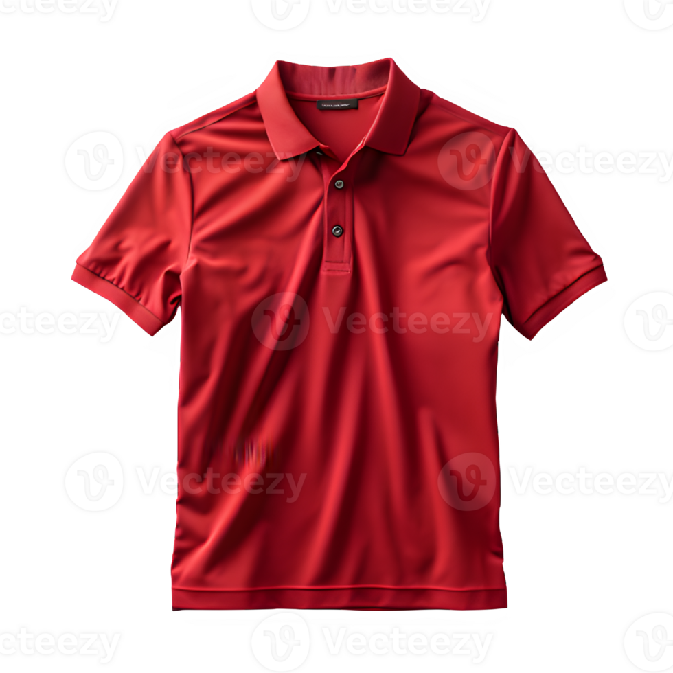 red shirt collar mockup isolated on transparent background,polo shirt mockup ,generative ai png