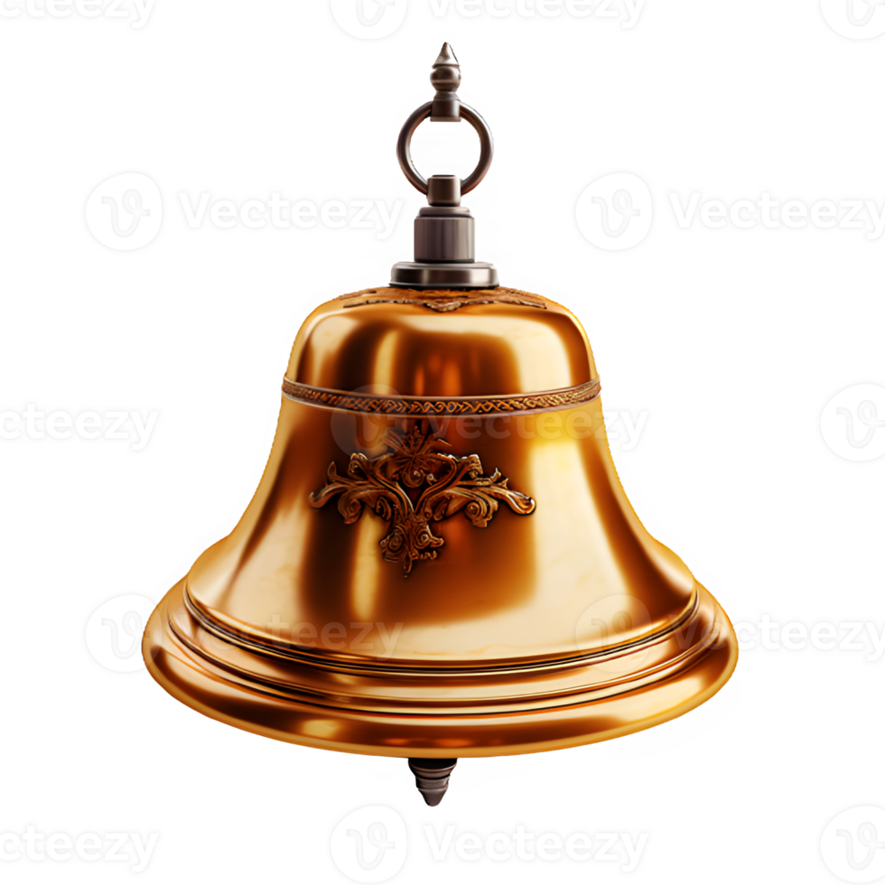 golden bell isolated on transparent background ,bell
