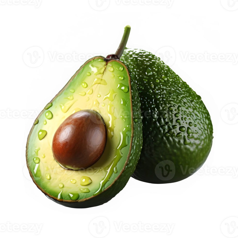 avocado fruit isolated on transparent background cut out ,fresh green