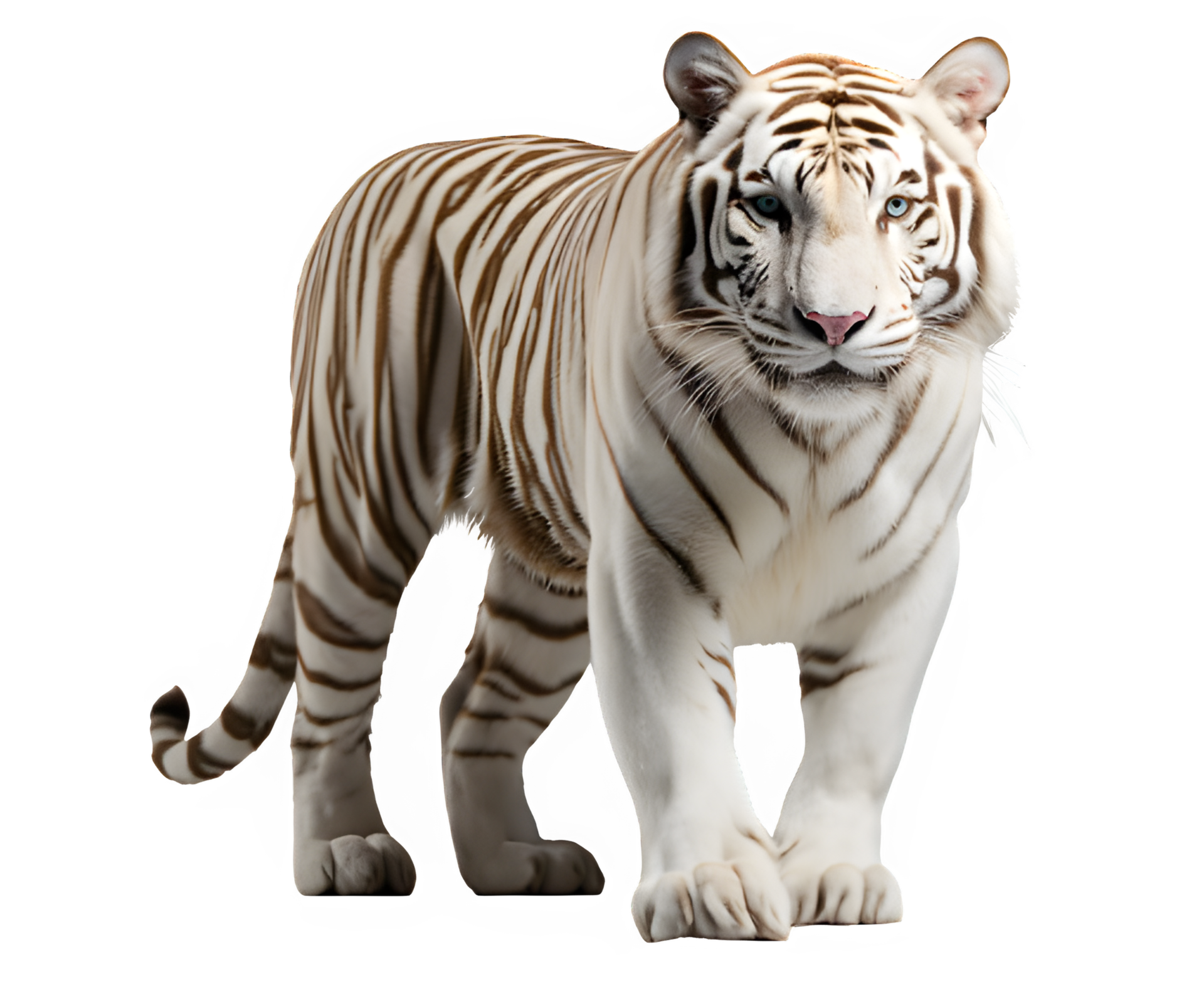 white tiger isolated on transparent background ,white tiger side view