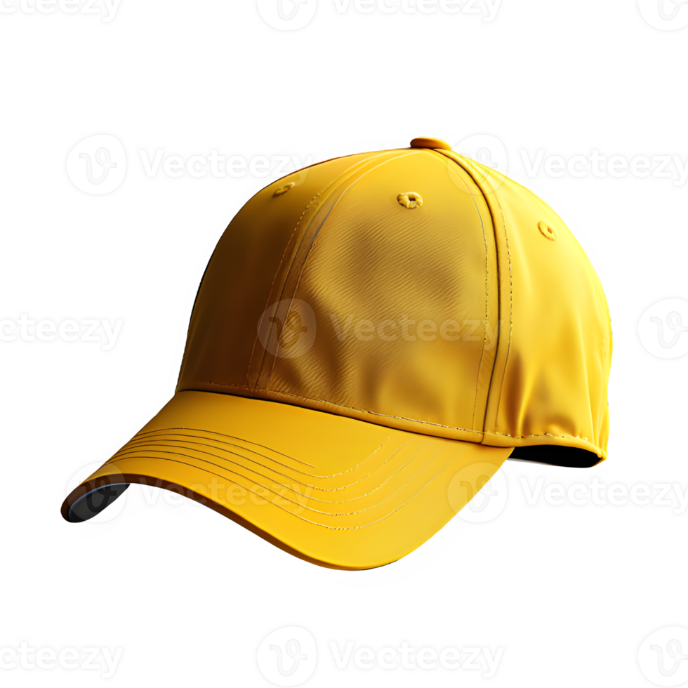 yellow baseball cap isolated on transparent background ,cap cut out mock up ,generative ai png