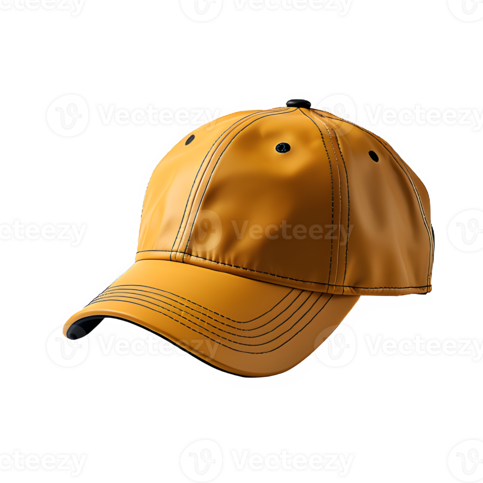 yellow baseball cap isolated on transparent background ,cap cut out mock up ,generative ai png