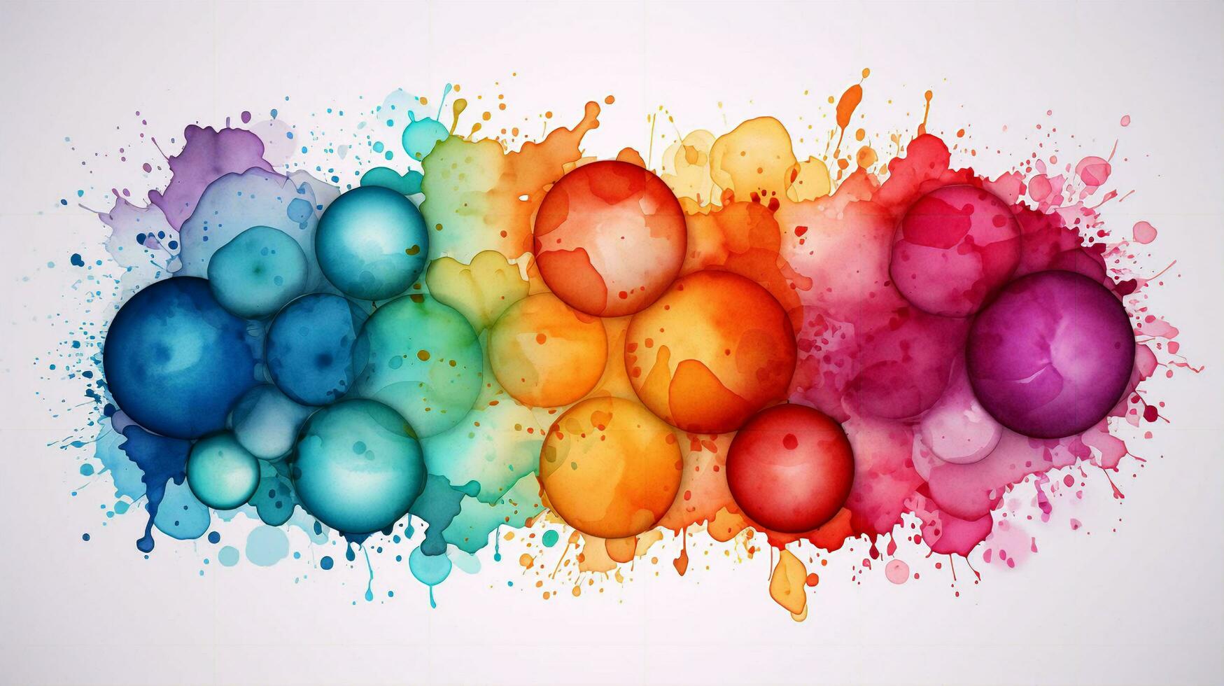 Abstract background of multi-colored watercolor streaks and circles photo