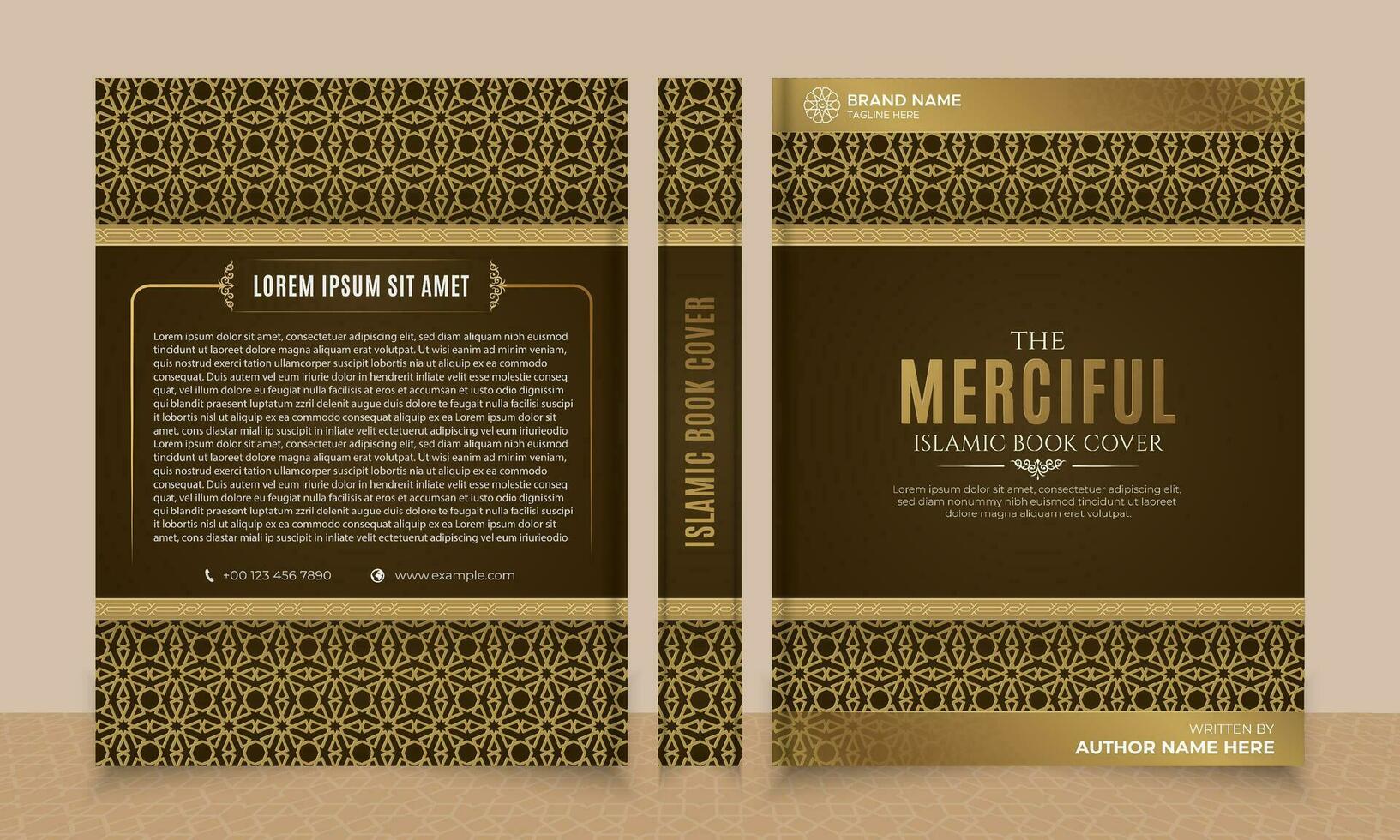 Arabic Islamic Style Brown Book Cover Design with Arabic Pattern vector