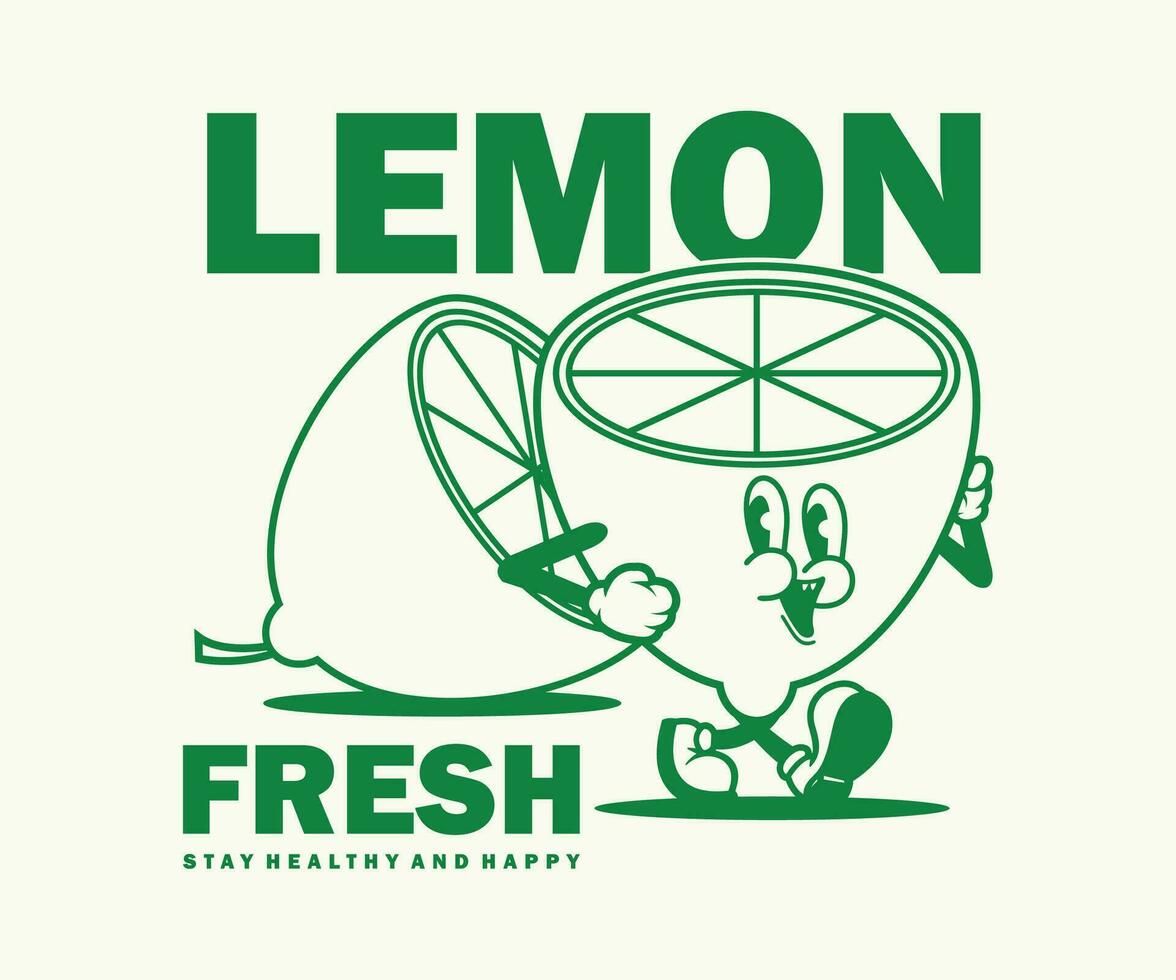 cartoon character of lemon fruit Graphic Design for T shirt Street Wear and Urban Style vector