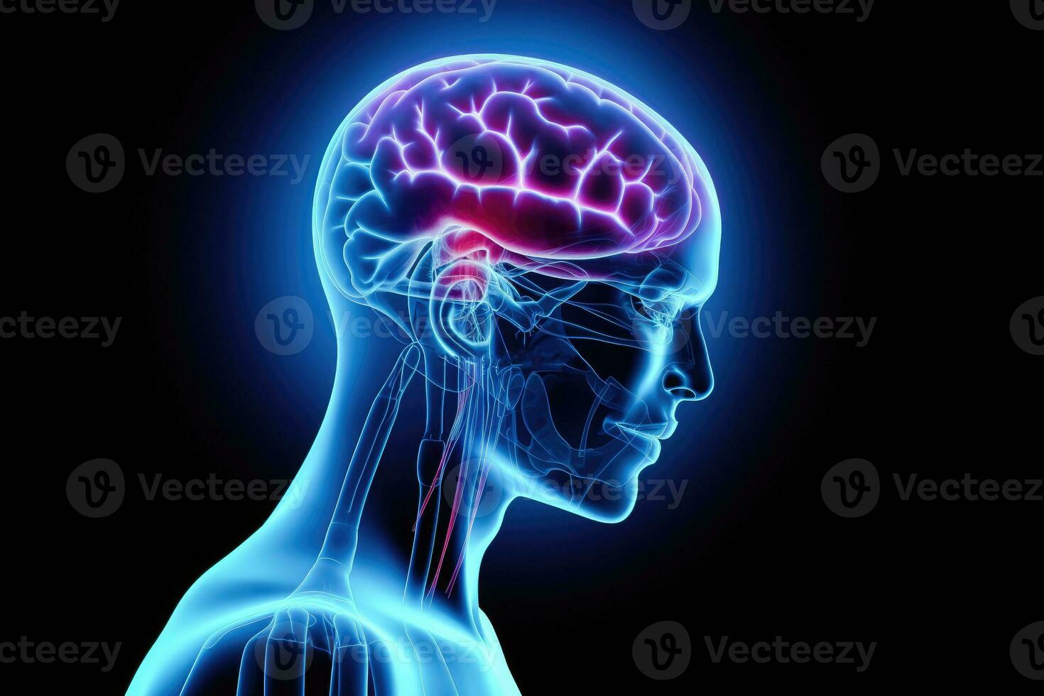 Headache Awareness - Silhouette of Man in Pain - Generative AI photo