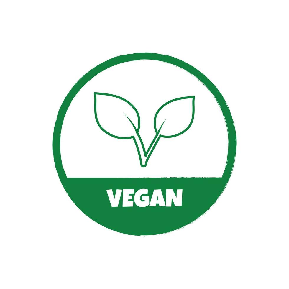 Vegan sticker, label, badge and logo. Ecology icon. Logo template with leaves for vegan food or vegan product. Vector illustration isolated on white background