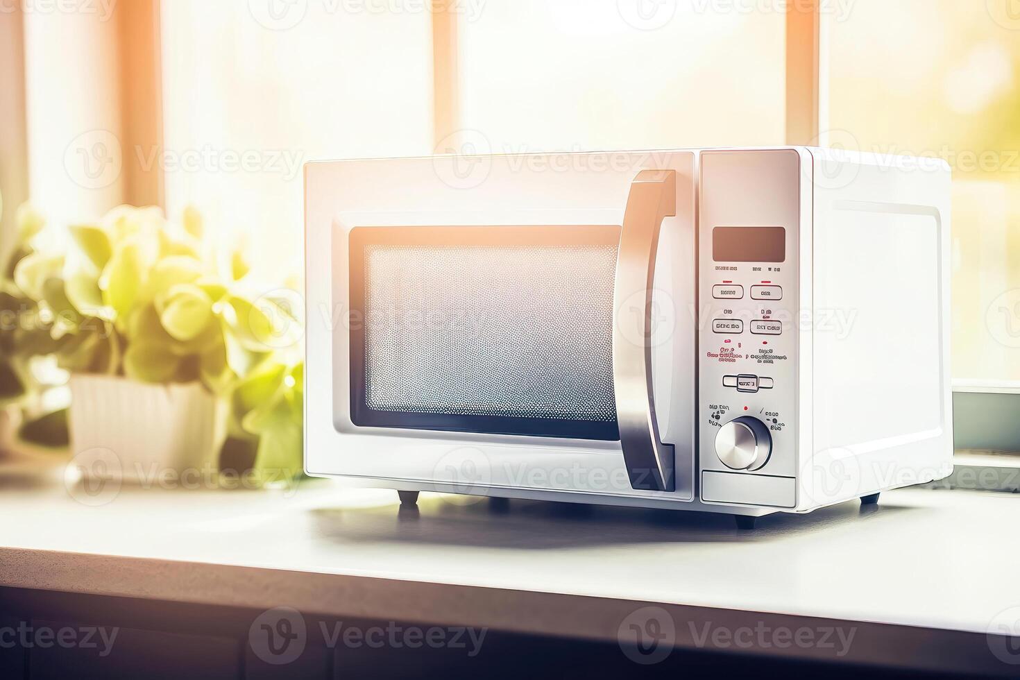 Modern Microwave Oven in the Kitchen - Generative AI photo