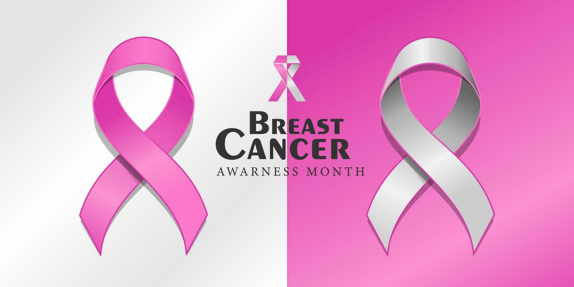 poster support breast cancer awareness month campaign. illustration pink ribbon symbol design concept vector