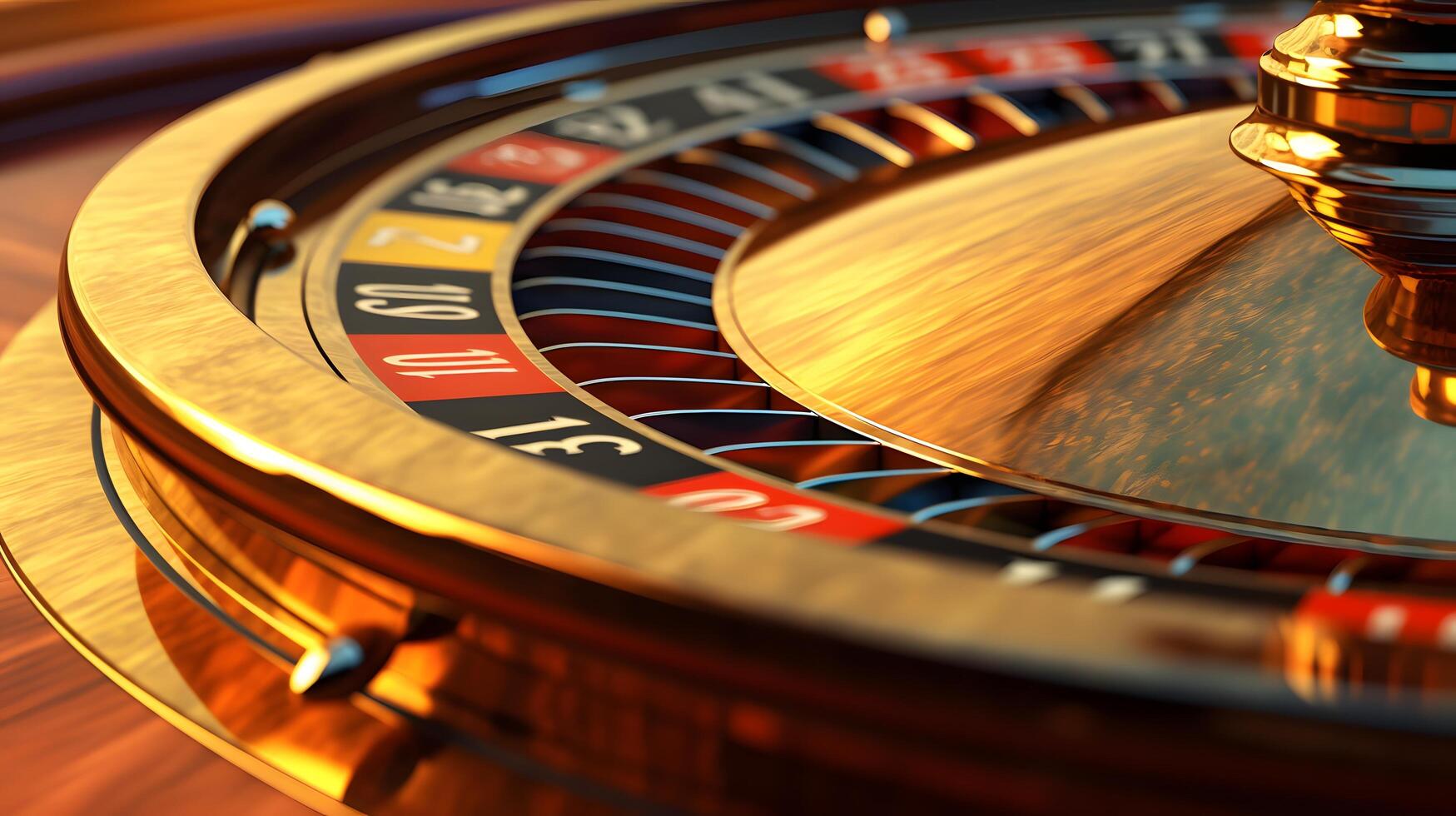 un casino ruleta rueda con un oro parte superior ai generado foto