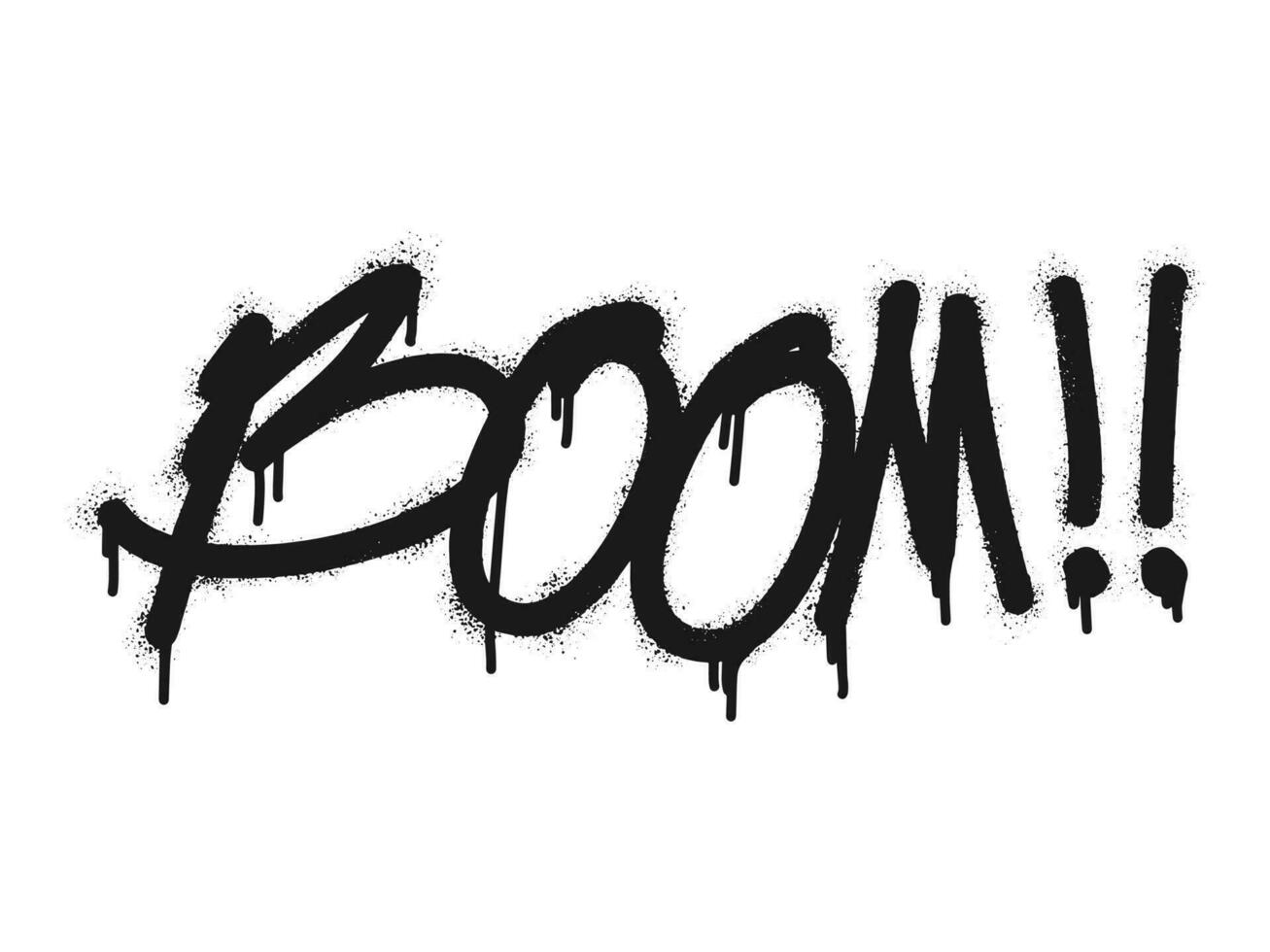 Set of Spray painted graffiti Boom word in black over white. Boom drip symbol. isolated on white background. vector illustration