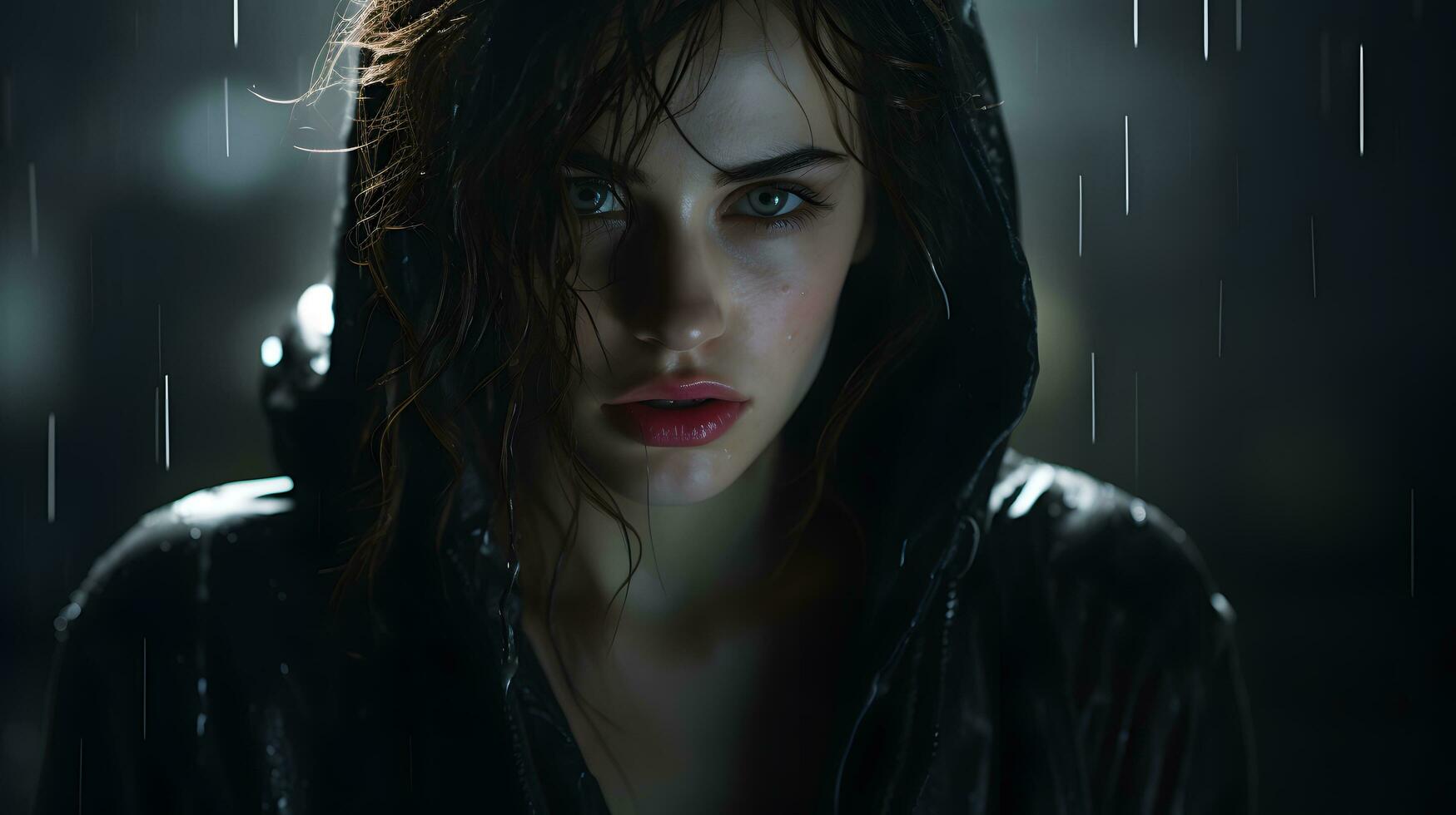 Female portrait in dark style. AI Generated photo