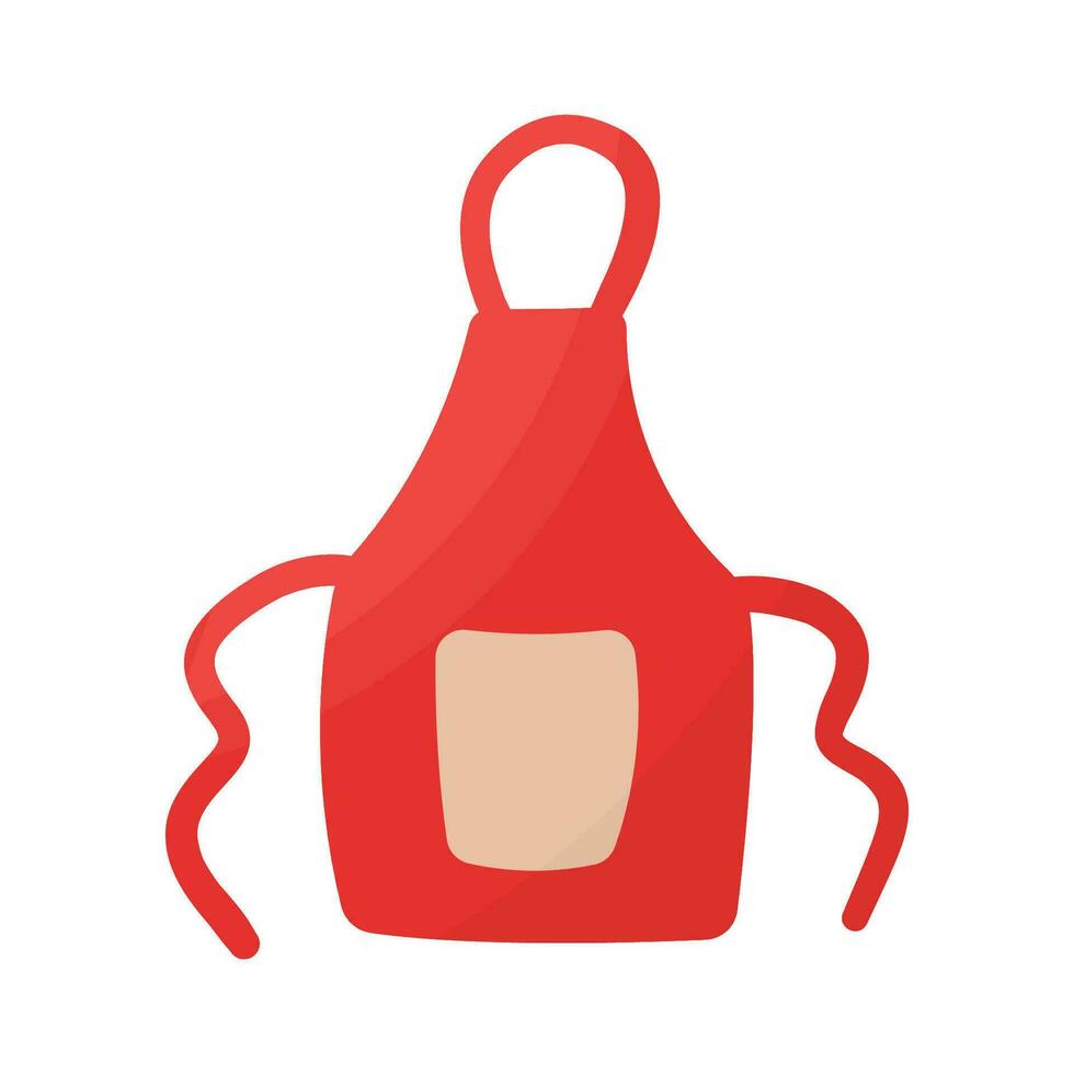 delantal rojo cocina cocinar barbacoa icono elemento vector