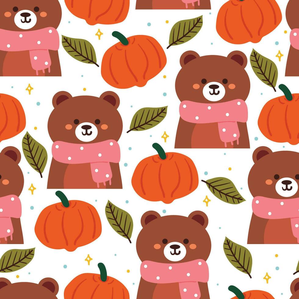 seamless pattern cartoon cat, leaves and autumn vibes element. cute autumn wallpaper for holiday. design for fabric, flat design, gift wrap paper vector