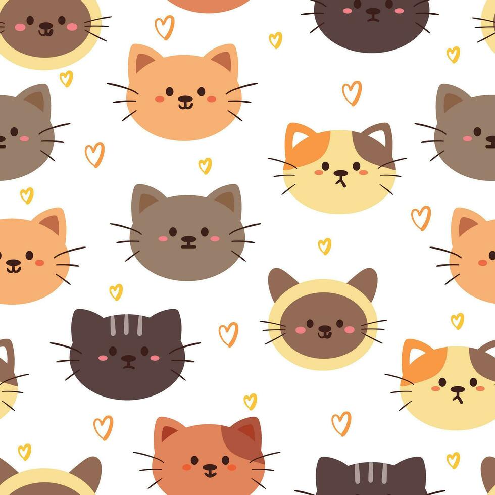 gato de dibujos animados de patrones sin fisuras. lindo papel tapiz de animales para textiles, papel de regalo vector