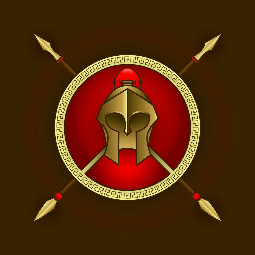 roman warrior spartan helmet logo design vector