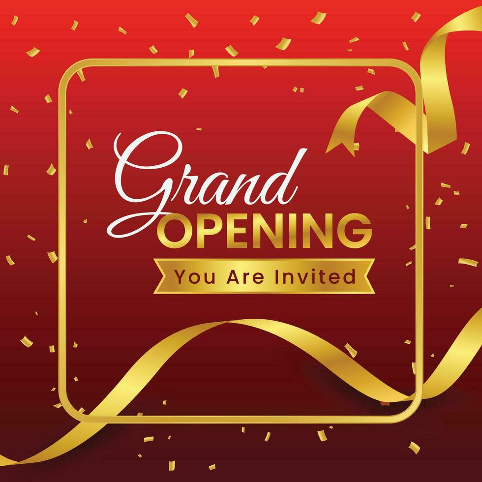 Grand opening invitation banner design vector illustration.