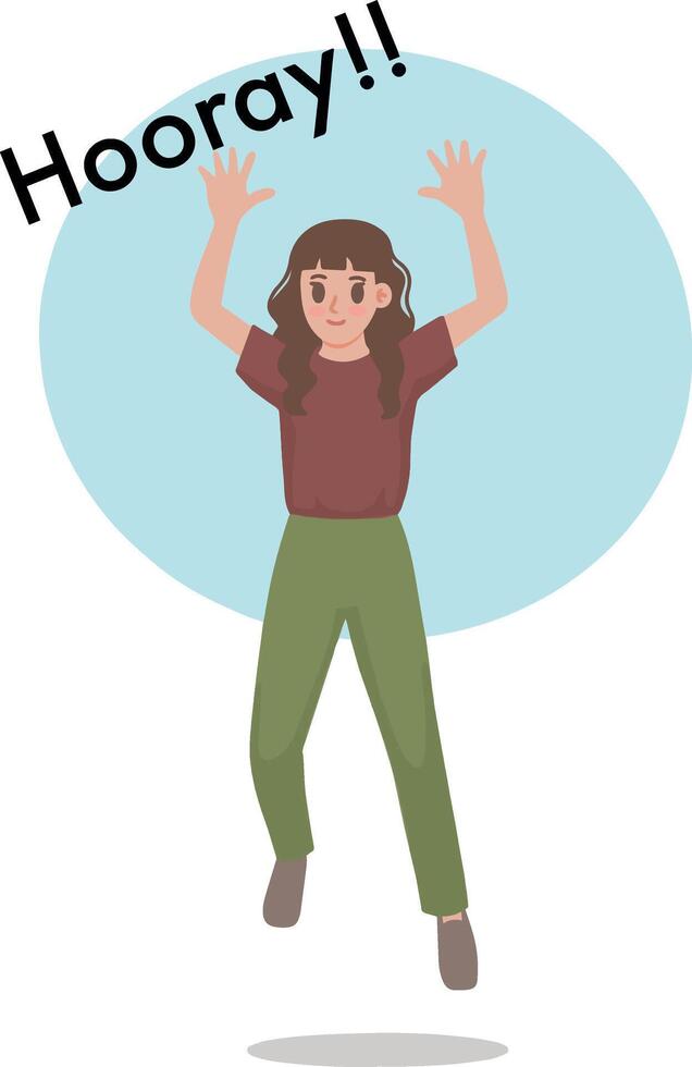 Portrait of young happy woman in casual style jumping or dancing vector illustration